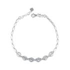 14k White Gold Diamond Cut Infinity Beads Intercross Bracelet (17.5cm)