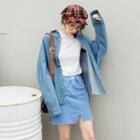 Drop-shoulder Denim Blouse