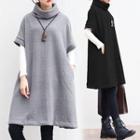 Turtle-neck Short-sleeve Knit Dress