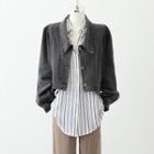 Washed Denim Button-up Oversize Cropped Jacket