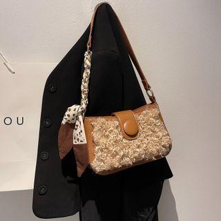 Fluffy Panel Faux Leather Shoulder Bag