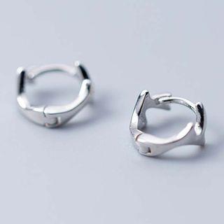 925 Sterling Silver Branches Mini Hoop Earring S925 Silver - Earring - Silver - One Size