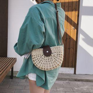 Straw Half Moon Crossbody Bag