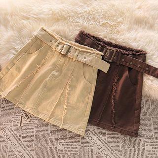 Plain Frayed Mini Skirt