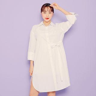 Wide-cuff Beribboned Shirtdress