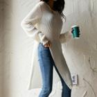 Deep-slit Long Rib-knit Top