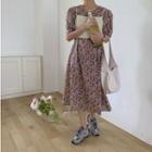 Set Of 2: Plain Camisole Top + Floral Short-sleeve Dress