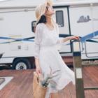 Set: 3/4-sleeve A-line Midi Dress + Strappy Dress