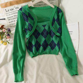 Argyle Camisole Top / Slim-fit Cape Top