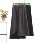 Elastic-waist Asymmetric-hem Skirt