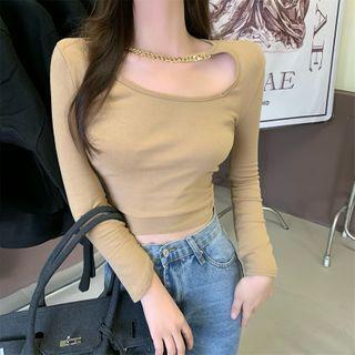 Long-sleeve Chain Cropped T-shirt