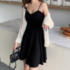 Strappy A-line Dress / Midi Dress / Light Jacket / Set