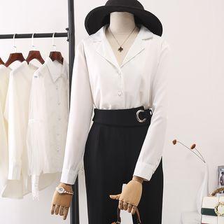 V-neck Notch-lapel Chiffon Shirt