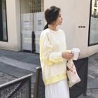 Color Panel Pullover White & Yellow - L