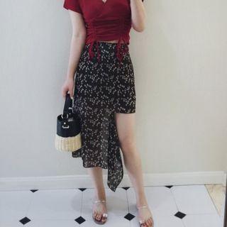 Asymmetric Floral Skort