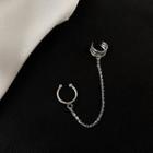 925 Sterling Silver Layered Chain Cuff Earring 1 Pc - 925 Silver - Silver - One Size