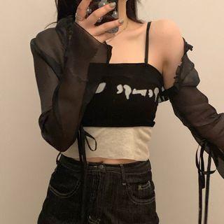 Two-tone Camisole Top / Light Jacket