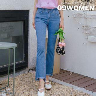 Plus Size Fringe-hem Boot-cut Jeans