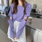 Long-sleeve Elbow-cutout T -shirt