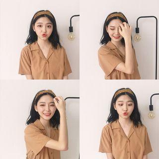 Plain Short-sleeve Shirt Brown - One Size