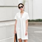 Lace Up Front Short Sleeve Dress