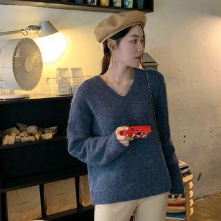 V-neck Alpaca Blend Knit Top