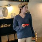 V-neck Alpaca Blend Knit Top