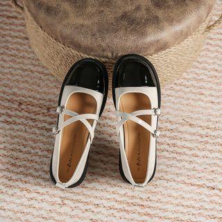 Two Tone Strappy Mary Jane Shoes