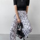 Printed Pleated Wide-leg Pants