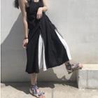 Color-block Chiffon Midi Skirt