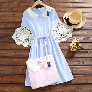 Rabbit Short-sleeve Collared Dress