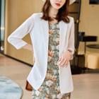 Plain Blazer / Spaghetti Strap Print Midi Dress / Set