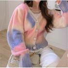 Tie Dye Cardigan Purple & Pink & Almond - One Size