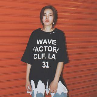 Set: Elbow-sleeve Lettering T-shirt + Tank Top