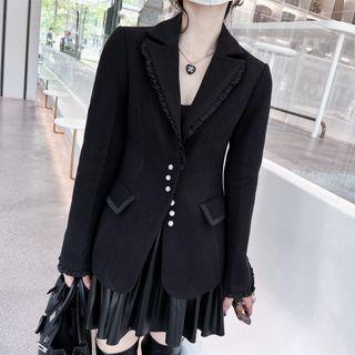 Plain Ruffle Trim Blazer