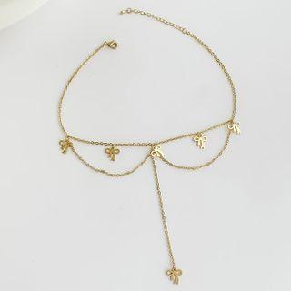 Bow Fringed Layered Choker Gold - One Size