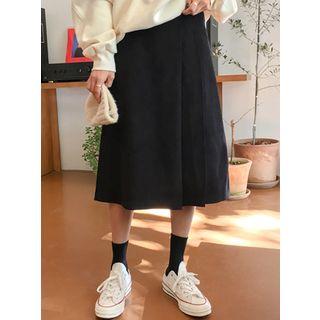 Pintuck-detail A-line Midi Skirt