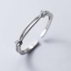 Layered Rhinestone Sterling Silver Open Ring 1 Pc - Silver - One Size