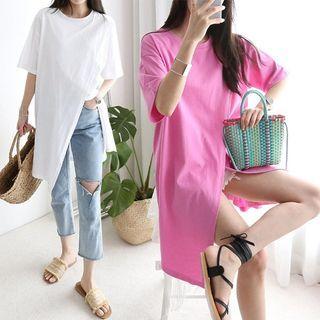Wrap-front Longline T-shirt