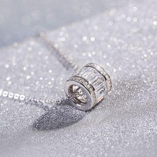 Rhinestone Pendant Necklace 925 Sterling Silver - As Shown In Figure - One Size