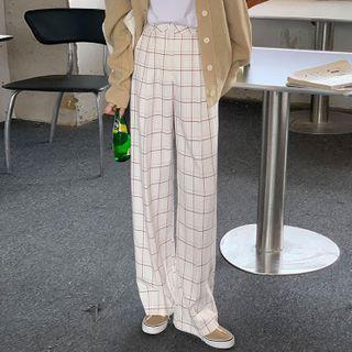 Plaid High-waist Wide Legs Pants