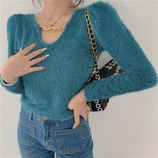 Long-sleeve Plain Chain Knit Sweater