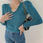 Long-sleeve Plain Chain Knit Sweater