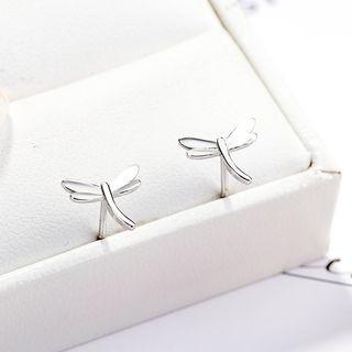 925 Sterling Silver Dragonfly Earring Silver - One Size