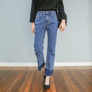 Two-tone Straight-cut Jeans