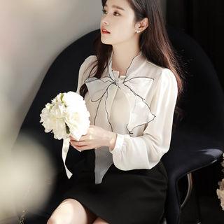Bow-front Organza Blouse