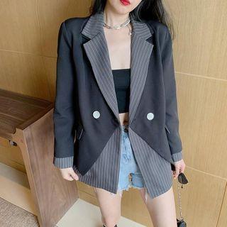 Long-sleeve Striped Double Breasted Blazer