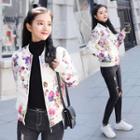 Floral Print Zip Padded Bomber Jacket