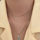 Bear Pendant Layered Alloy Necklace Set - Gold - One Size
