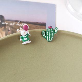 Rabbit Cactus Asymmetrical Alloy Earring